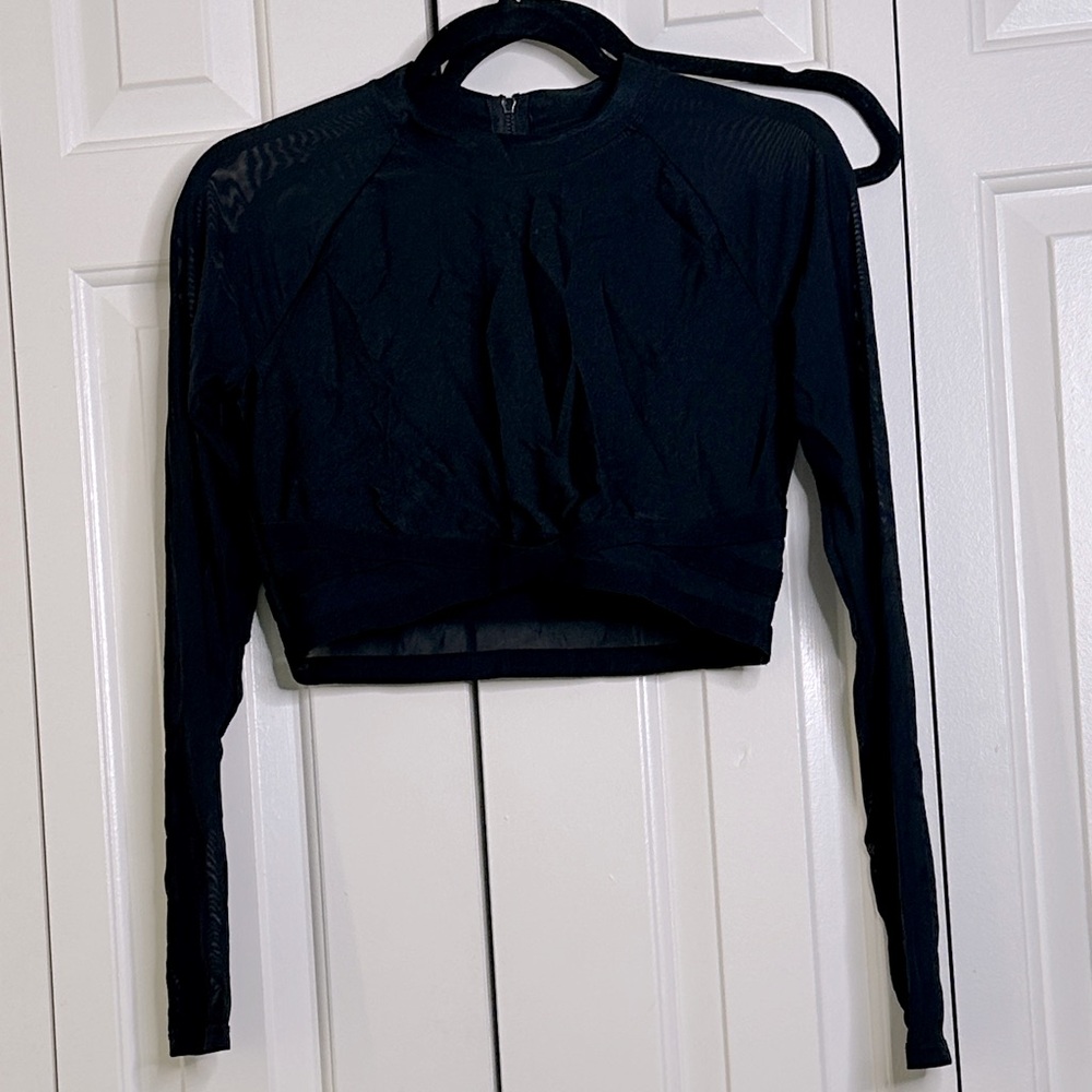 F21 Black Long Sleeve Crop Top